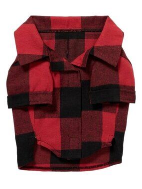 Dog Shirt Red and Black Plaid Flannel Cozy Colorful Fun Costume JJ3411